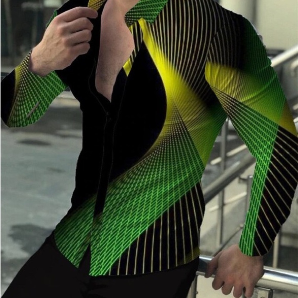 Men’s Cotton, Bamboo, and Microfiber Single Breasted 3-D Printed Club Sh…